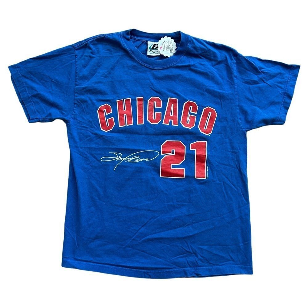 Dynasty Vintage Sammy Sosa 2004 Chicago Cubs #21 Blue Red Graphic T-Shirt Medium - Picture 1 of 13